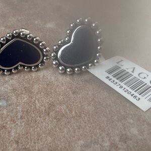 LAGOS Silver Heart Earrings MAYA Lapis